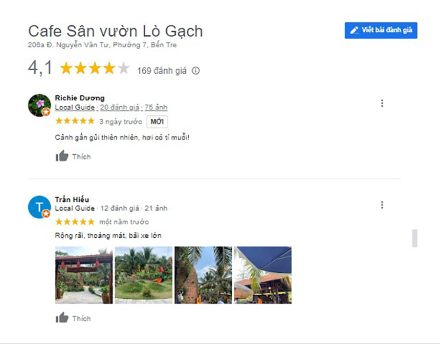 Đ&aacute;nh gi&aacute; v&agrave; h&igrave;nh ảnh của qu&aacute;n Cafe S&acirc;n vườn L&ograve; Gạch với điểm trung b&igrave;nh 4,1 sao từ 169 đ&aacute;nh gi&aacute;.