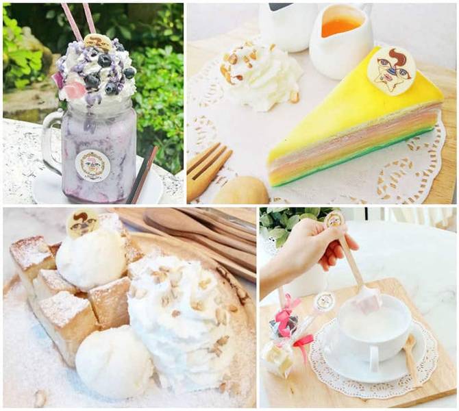 H&igrave;nh ảnh c&aacute;c m&oacute;n tr&aacute;ng miệng gồm b&aacute;nh ngọt, kem v&agrave; đồ uống trang tr&iacute; đẹp mắt tr&ecirc;n b&agrave;n.