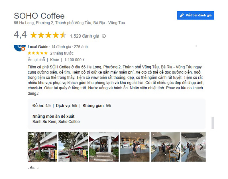 Đ&aacute;nh gi&aacute; qu&aacute;n SOHO Coffee tại Vũng T&agrave;u với 4,4 sao từ 1.529 đ&aacute;nh gi&aacute;, k&egrave;m h&igrave;nh ảnh v&agrave; m&ocirc; tả chi tiết.