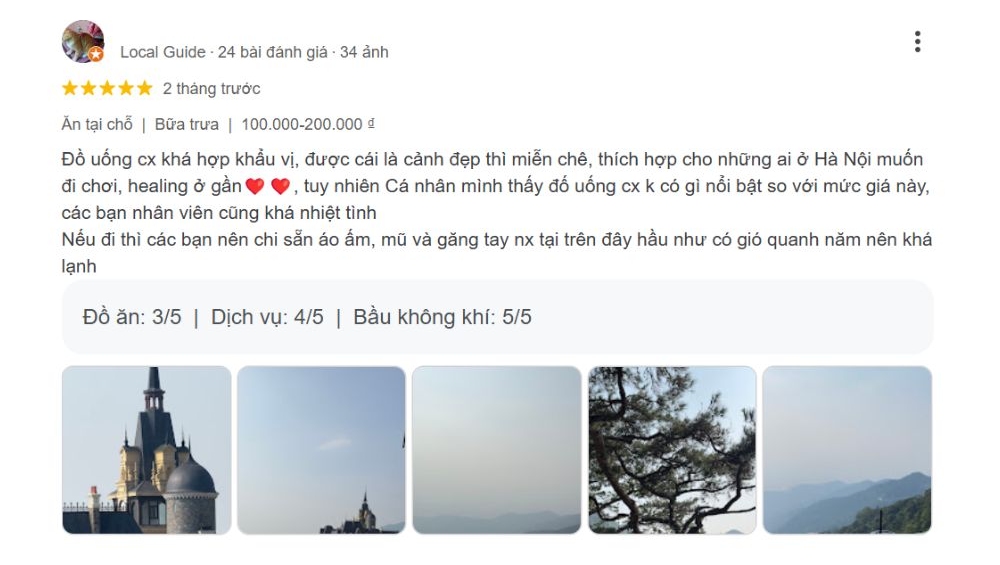 Khám Phá Quán Gió Tam Đảo: Trải Nghiệm Cafe Trên Mây Với View Tuyệt Đẹp 7 Đánh giá quán ăn với cảnh đẹp, đồ uống ổn, nhân viên nhiệt tình, kèm hình ảnh phong cảnh và công trình kiến trúc.