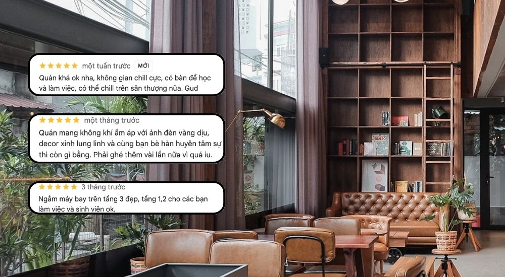 Khám Phá 10 Quán Cafe Gò Vấp Với Góc "Hidden Gem" Độc Đáo 17 Quán cà phê với không gian ấm cúng, giá sách lớn, bàn ghế thoải mái, có nhiều nhận xét tích cực từ khách hàng.