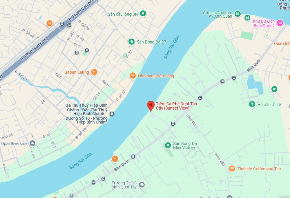 Khám Phá Những Quán Cafe View Sông Sài Gòn Đẹp Nhất Không Thể Bỏ Lỡ 10 Bản đồ với các địa điểm ăn uống và cà phê gần sông Sài Gòn, có nhiều tuyến đường và kí hiệu khác nhau.
