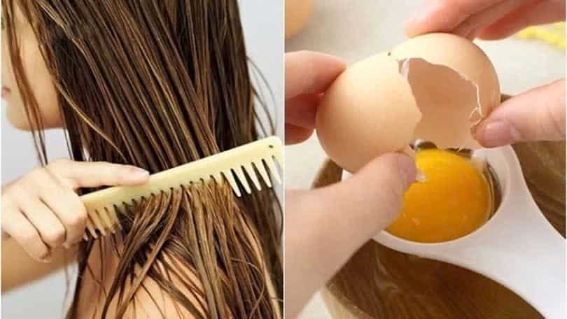 B&ecirc;n tr&aacute;i: Người chải t&oacute;c ướt bằng lược. B&ecirc;n phải: Tay t&aacute;ch trứng v&agrave;o b&aacute;t nhỏ.