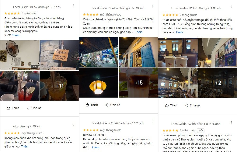 12 Quán Cafe Sài Gòn Xưa Hấp Dẫn Nhất định Phải Thử 22 Các hình ảnh đánh giá quán cà phê với không gian vintage, nội thất cổ điển và đồ uống đa dạng.