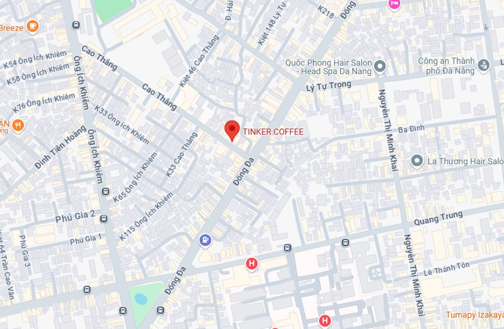 Top 11+ Quán Cafe Đẹp Tại Đà Nẵng Không Thể Bỏ Qua Năm 2025 9 Bản đồ khu vực đô thị với vị trí đánh dấu, có tên đường và địa điểm nổi bật.