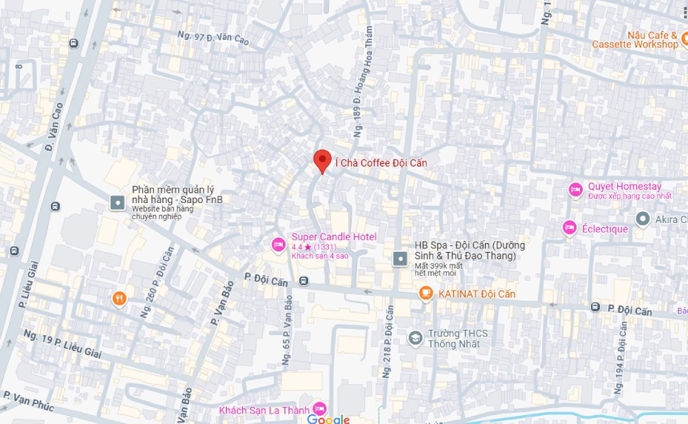 Khám Phá 11 Quán Cafe Đội Cấn Tuyệt Vời Cho Thư Giãn Và Làm Việc 6 Bản đồ thành phố với các tuyến đường và địa điểm nổi bật, có biểu tượng chỉ vị trí quán cà phê.