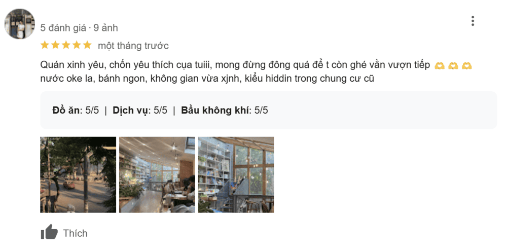 Khám Phá Top 10+ Quán Cafe Quán Thánh Lý Tưởng cho Hẹn Hò, Làm Việc và Thư Giãn 6 Xếp hạng 5 sao cho quán cà phê với không gian đẹp, dịch vụ tốt. Hình ảnh minh họa không gian và khung cảnh bên ngoài.