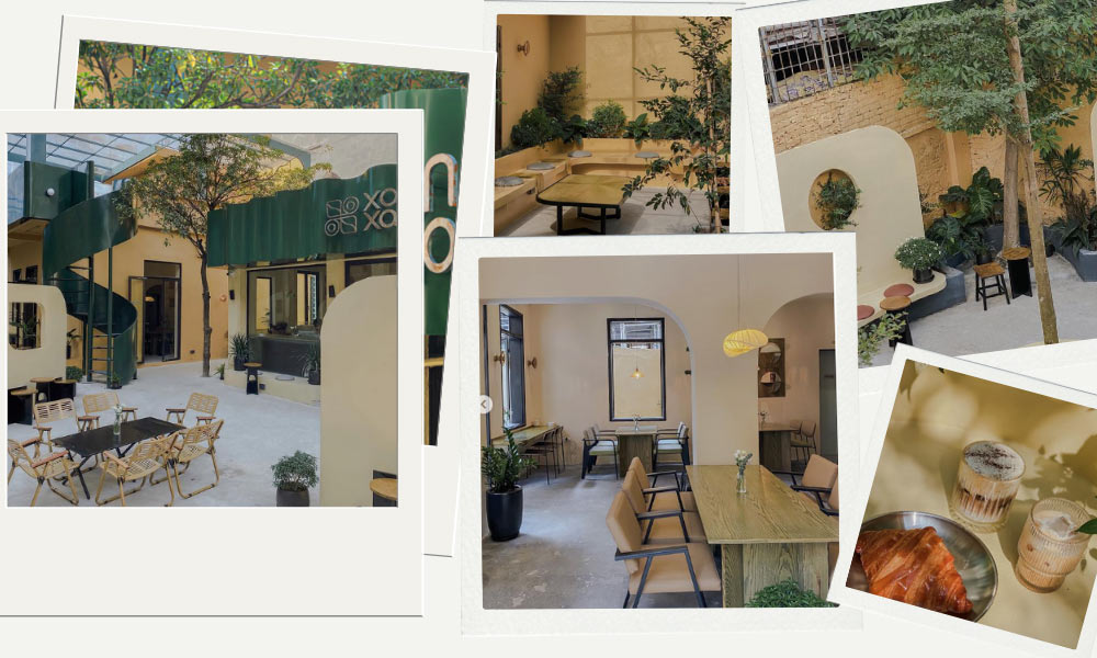 Khám Phá 14 Quán Cafe Hồ Tùng Mậu: Điểm Chill Lý Tưởng Tại Cầu Giấy 6 Không gian quán cà phê với bàn ghế gỗ, cây xanh và ánh sáng tự nhiên, tạo cảm giác thoải mái và thư giãn.