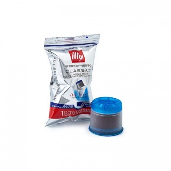 ca-phe-vien-nen-illy-coffee-iperespresso-lungo-100-vien-hop-202307051619_thumb Gói cà phê espresso và một viên nén cà phê với nắp màu xanh lam, trên nền trắng.