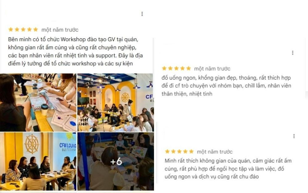 7 Quán Cafe View Đẹp Phạm Văn Đồng Không Thể Bỏ Qua 13 Hình ảnh một buổi workshop với nhiều người tham gia, không gian trang trí nổi bật, có bài đánh giá kèm theo.