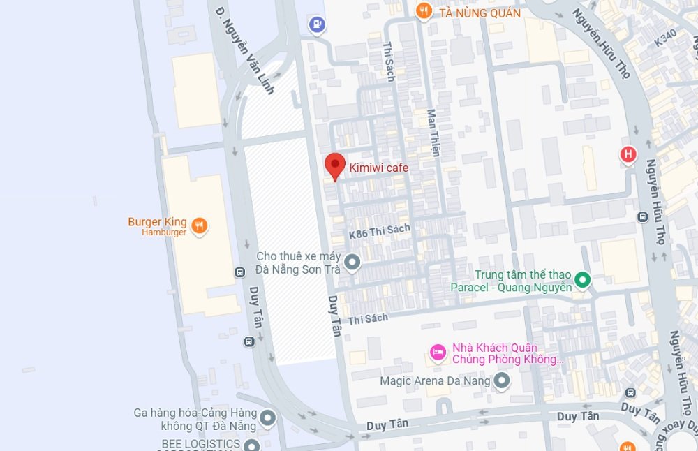 80698f46-cafe-da-nang-22 Bản đồ khu vực với các địa điểm như quán cà phê, cửa hàng ăn uống và trung tâm thể thao ở Đà Nẵng.