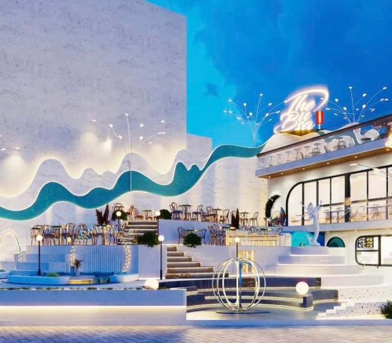 quan-cafe-dep-o-nha-trang-15-1722346305 Quán cà phê với thiết kế hiện đại, có sân thượng và ánh sáng lung linh vào buổi tối.